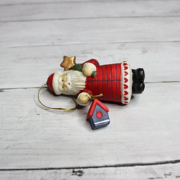 Vintage Christmas Tree Ornament Porcelain Santa Claus Birdhouse - Picture 2 of 4